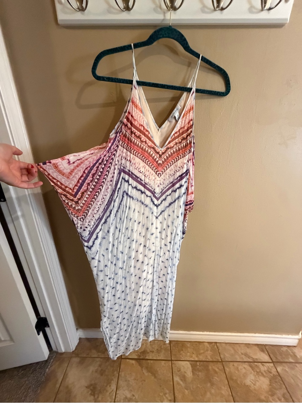 charlie jade Cream Maxi Dress with Pink, Orange & Purple Chevron